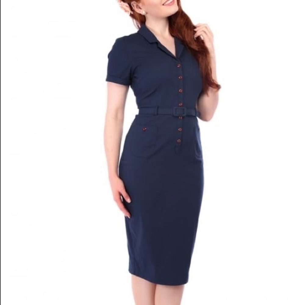 NWOT Collectif Pencil Shift Work Dress Small UK10 US6 Pinup Girl Couture